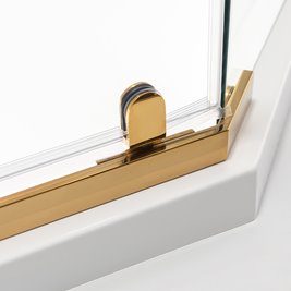 Złota kabina prysznicowa pięciokątna 90x90 drzwi uchylne  KZ91B