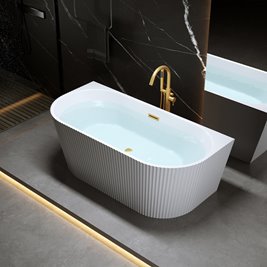Wanna wolnostojąca przyścienna korek oraz przelew złoty szczotkowany 170 cm Carlo Hydrosan