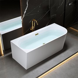 Wanna przyścienna złoty przelew oraz korek narożna lewa 140 cm Mera Hydrosan