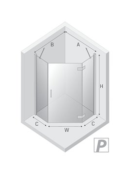 Kabina prysznicowa pięciokątna prawa drzwi uchylne kolor chrom 90x90 cm K-3688 New Trendy Nesta Chrome