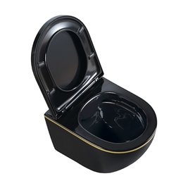 Zestaw podtynkowy stelaż GEBERIT DUOFIX + miska MIZU-BL-GL-RIM-02 + przycisk DELTA 50 czarny połysk