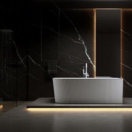 Wanna ryflowana przyścienna narożna prawa korek oraz przelew biały 170 cm Rio Hydrosan