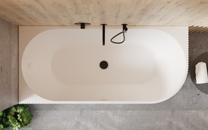 Denaya Besco B&W czarno-biała wanna wolnostojąca 150 cm lewa syfon czarny WASB-150DLB