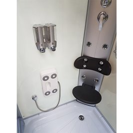 Kabina prysznicowa z hydromasażem niski brodzik białe ściany 100x100