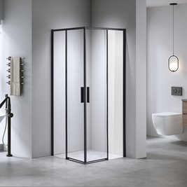 Czarna kabina prysznicowa kwadratowa Super Slim Nova 90x90 drzwi rozsuwane