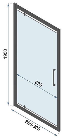 Prostokątna kabina prysznicowa otwierana narożna 90x100 Rapid Swing Rea