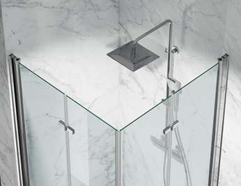 Kabina prysznicowa składana 80x80 cm szkło 6mm mrożone profile złoty mat Swiss Liniger