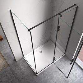 Czarna kabina prysznicowa prostokątna 100x90 drzwi uchylne KZ03A