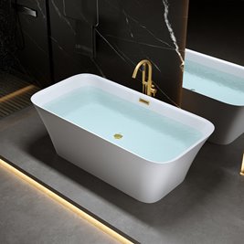 Wanna wolnostojąca złoty szczotkowany przelew oraz korek prostokątna 170 cm Viana Hydrosan