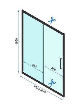 Kabina prysznicowa trójścienna prostokątna drzwi rozsuwane 160x100 Rapid Slide Rea