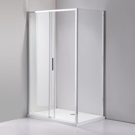 Chromowana prostokątna kabina prysznicowa Super Slim Nova 100x80 drzwi rozsuwane