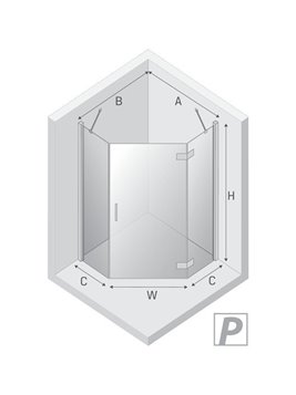 Kabina prysznicowa pięciokątna prawa drzwi uchylne kolor złoto połysk 90x90 cm K-4582 New Trendy Nesta Light Gold