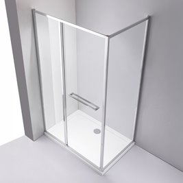 Chromowana prostokątna kabina prysznicowa Kira 100x90 drzwi rozsuwane do wewnątrz