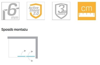 Parawan wannowy składany 110x140 cm prawy New Soleo P-0164 Gunmetal Brushed