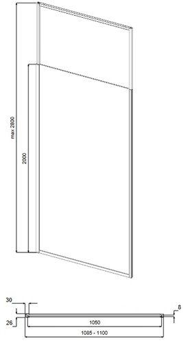 Ścianka prysznicowa w kolorze chrom wspornik sufitowy 110 cm Icon Besco