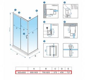 Biała kabina prysznicowa prostokątna 90x80 KZ103