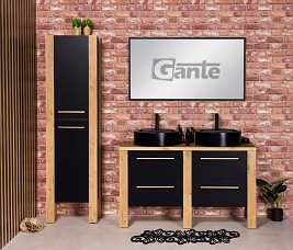 Szafka łazienkowa stojąca 130 cm z dwiema czarnymi umywalkami Cortez Gante
