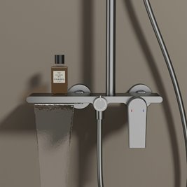 Zestaw prysznicowy deszczownica ze słuchawką AMANDA-GR-BR kolor szczotkowana stal