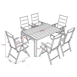 Zestaw mebli ogrodowych metalowych stół i krzesła Vera kolor czarny