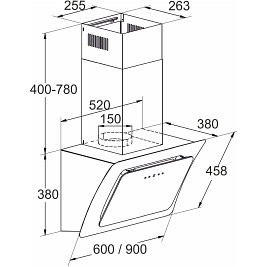 Okap kominowy przyścienny 90 cm Sycylia Focus
