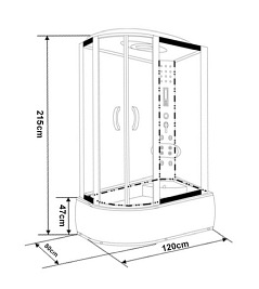 Kabina prysznicowa z hydromasażem 120x80 7106W Prawa