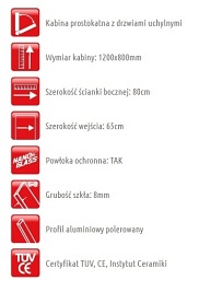 Kabina prysznicowa Napoli 120x80 Atrium