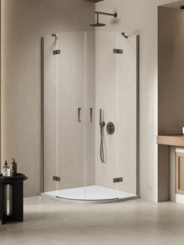 Kabina prysznicowa półokrągła 80x80 stalowa K-4781 Nesta New Trendy Gunmetal Brushed