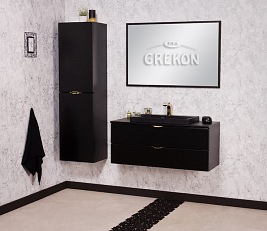 Czarna szafka łazienkowa z czarną umywalką 100 cm Liv Victa