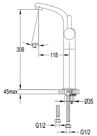 Bateria umywalkowa, wysoka 31 cm Darling DA5013 CR Omnires