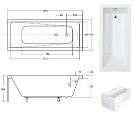 Wanna prostokątna 120 cm Modern Besco