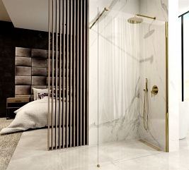 Złota ścianka prysznicowa walk-in 80 cm Aero Gold Rea