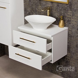 Szafka wisząca biały mat z umywalką nablatową 60 cm Belli Gold Gante