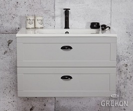 Szafka łazienkowa szara wisząca z umywalką 80/45 Grend