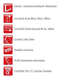 Kabina prysznicowa prostokątna składana 80x90 Liri Atrium