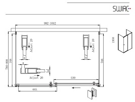 Kabina prostokątna trójścienna 100X80 Kassari Prawa
