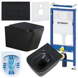 Zestaw podtynkowy stelaż GEBERIT DUOFIX + miska RAIN-MTB-RIM-03 + przycisk DELTA 50 czarny połysk