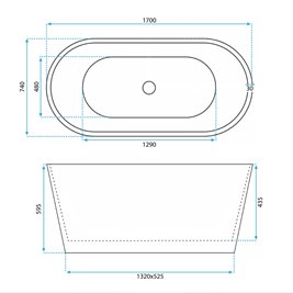 Wanna wolnostojąca ryflowana 170 cm Ofelia Rea