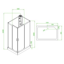 Kabina prysznicowa zabudowana na niskim brodziku prostokątna 120x80 Alma Lewa