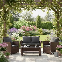 Meble ogrodowe z technorattanu sofa, stół, fotele zestaw Lagos kolor brąz zdjęcie 10