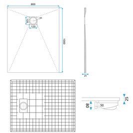 Brodzik prostokątny biały struktura kamienia smc 100x80 Magnum White Rea
