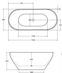 Moya Besco wanna wolnostojąca 160 cm korek klik-klak czyszczony od góry chrom WMD-160-MKC