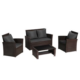 Meble ogrodowe z technorattanu sofa, stół, fotele zestaw Lagos kolor brąz zdjęcie 5