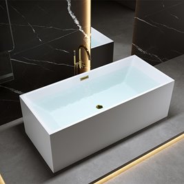 Wanna wolnostojąca prostokątna przelew i korek złoty 170 cm Santa Hydrosan