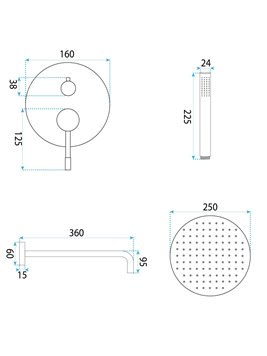 Zestaw prysznicowy podtynkowy box Lungo Diamond złoty Rea