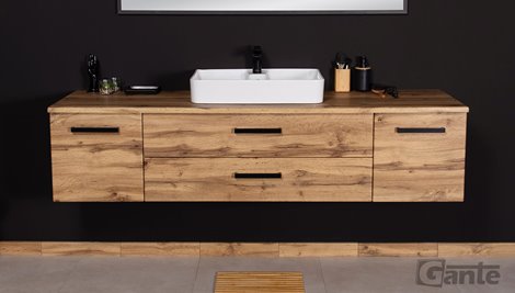 Szafka wisząca z umywalką nablatową 180 cm 50/2 kolor dąb naturalny seria Fokus Loft Gante
