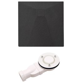 Czarny brodzik prysznicowy kwadratowy o strukturze kamienia 80x80 cm Riko Hydrosan