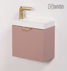 Szafka łazienkowa wisząca z umywalką pudrowy róż mat 40 cm Fresco Gante