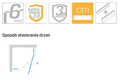 Kabina prysznicowa pięciokątna 90x90 prawa K-0338 New Azura New Trendy