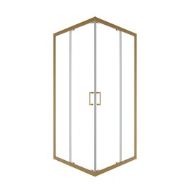 Złota szczotkowana kabina prysznicowa kwadratowa szkło przeźroczyste 90x90 cm Modern Besco MKZS-90-190C