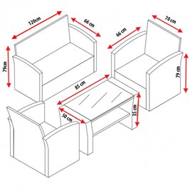 Meble ogrodowe z technorattanu sofa, stół, fotele zestaw Lagos